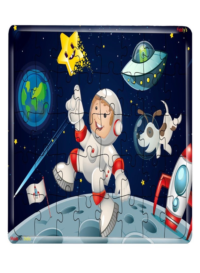 Fiddlys 40 Pcs Paperless Wooden Jigsaw Puzzle for Kids & Children Age 4+ Learning Educational Double Layered Wooden Puzzles with Bright Front & Back Print (The Astronaut) - Image 1