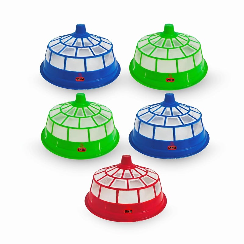 SNKM SNKM Plastic Food Cover Net Dome for Kitchen Table Flies Mosquitoes Insect Proof Dining Tables Lid Fruits Vegetable Cover Large 30cm12 Inch Multicolour Combo Pack of 5  - Image 1