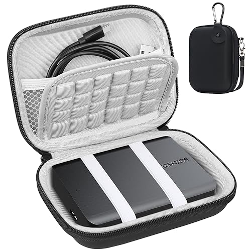 Lacdo Hard Drive Carrying Case for Toshiba Canvio BasicsCanvio FlexAdvanceGaming Portable External Hard Drive 1TB 2TB 3TB 4TB 25 inch HDD EVA Shockproof Travel Bag BlackGray - Image 1