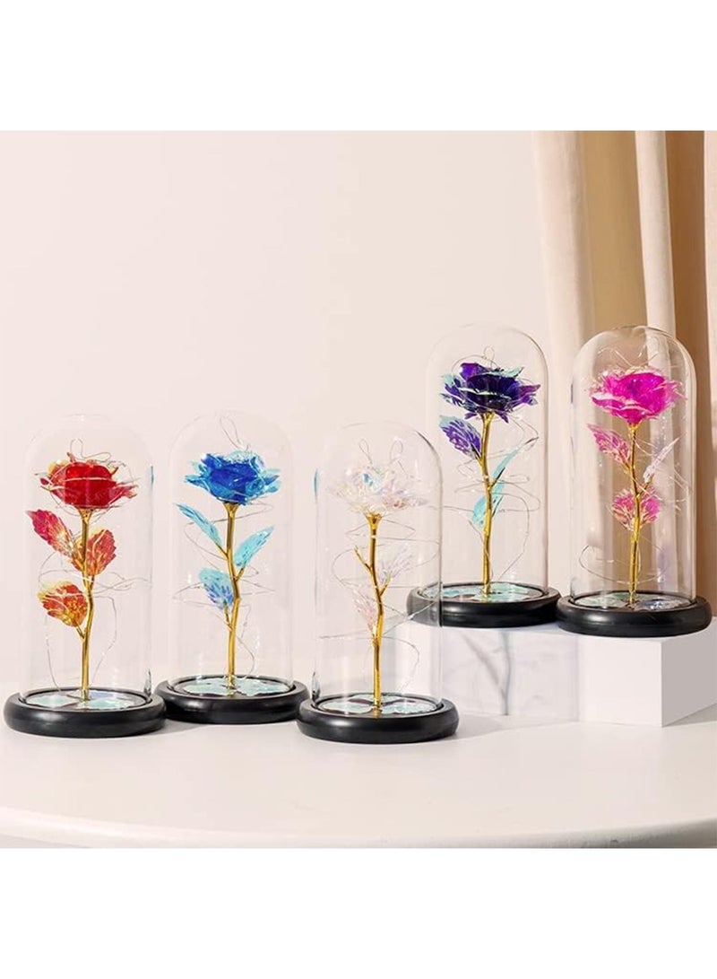 MONOGUE Galaxy Rose Flower Gift Colorful Artificial Rose Flower Gifts Forever in Glass Dome - Image 4