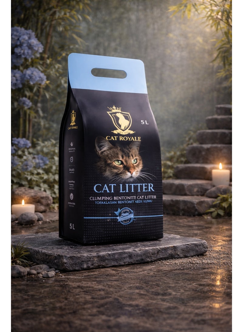 Premium Clumping Bentonite Cat Litter Unscented, High-Absorption Formula for Superior Odor Control and Easy Maintenance, 5L Bag