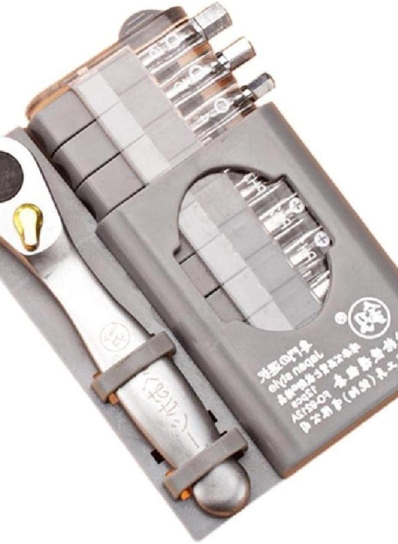 GGOOT Hardware Mini Screwdriver 10 Batch Head Short Handle Positive and Negative Ratchet Wrench Combination Hand Tools - Image 1