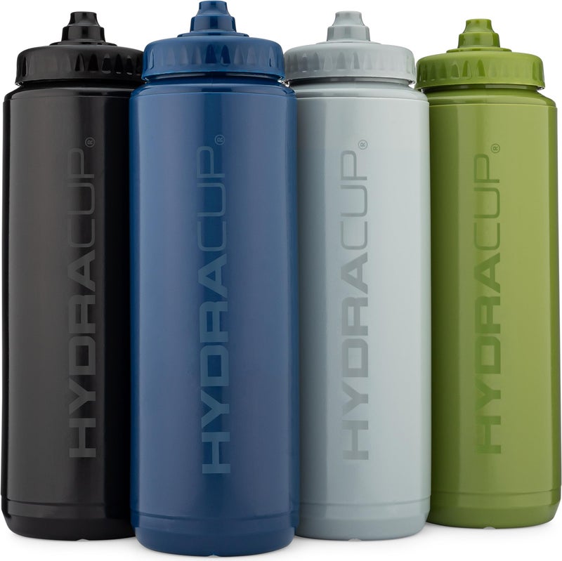 Hydra Cup Sport [4 Pack] 32 oz Squeeze Water Bottles, Fast Flow Sports Water Bottle with Ball Blender Whisk, Bike & Cycling Water Bottle, Travel To Go, BPA Free (Dark Colors) - Image 1