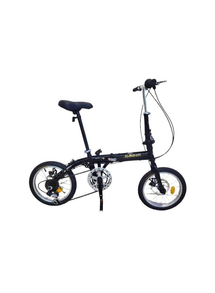 Generic Folding Bike for Men and Women 16 inches Wheel 6 Speed Foldable handlebar Dual disc Brake Spoke Wheel  - Image 1