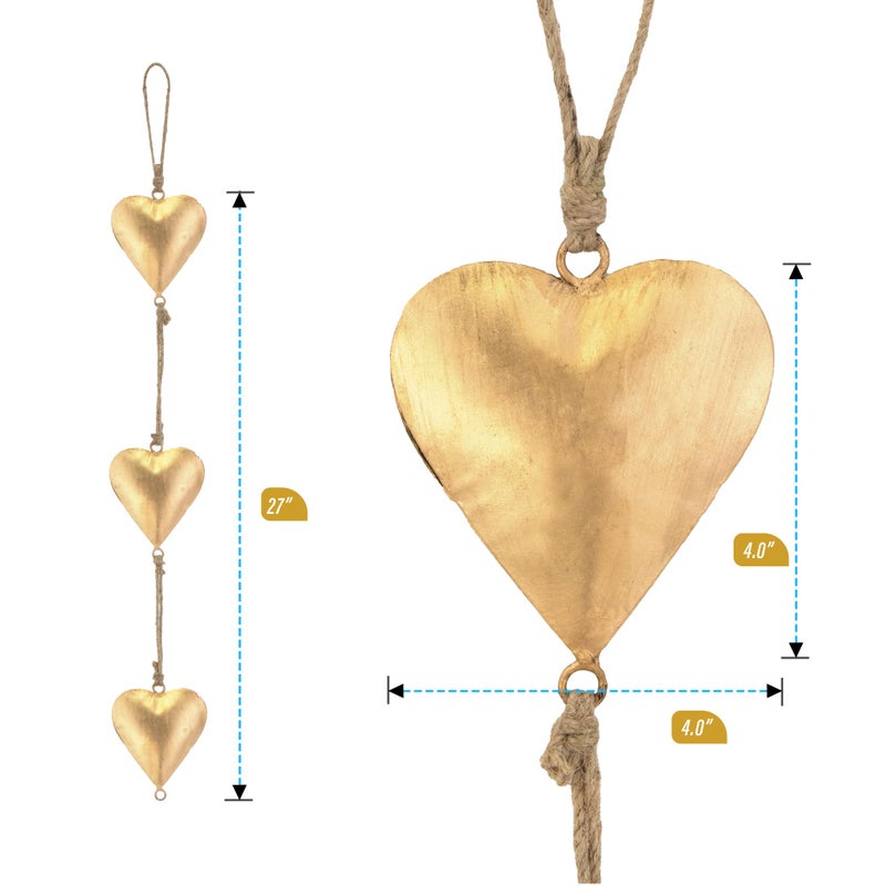 ANNA HOME Metal Heart Wall Art DÃ©cor â€“ Vintage 3D Hanging Love Sign, Rustic Farmhouse Wall Decoration, Antique Gold Finish, 27 Inch Romantic Home Accent - Image 2