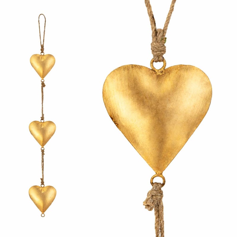 ANNA HOME Metal Heart Wall Art DÃ©cor â€“ Vintage 3D Hanging Love Sign, Rustic Farmhouse Wall Decoration, Antique Gold Finish, 27 Inch Romantic Home Accent - Image 1