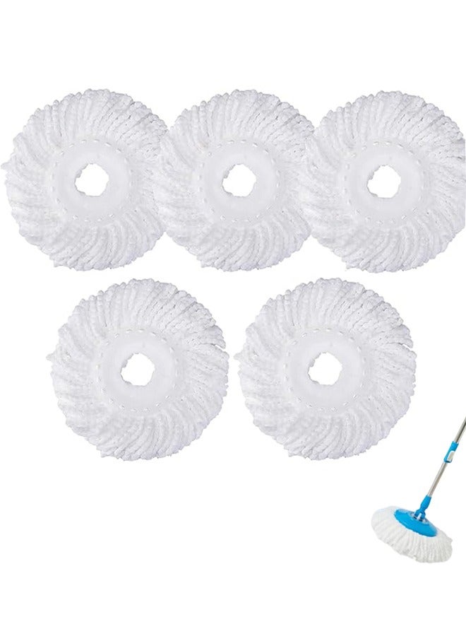 موندا مجموعة استبدال رأس ممسحة دوارة من 5 قطع، استبدال قطعة قماش الممسحة، رأس ممسحة دائري، ممسحة تنظيف منزلية رطبة وجافة، استبدال ممسحة تنظيف دائرية، وسادة رأس ممسحة قطنية بديلة (أبيض) - Image 1