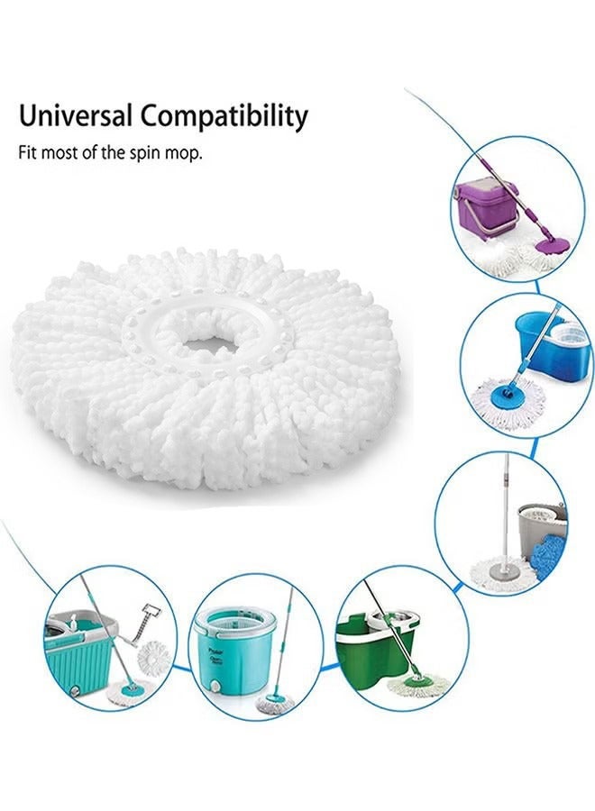 موندا مجموعة استبدال رأس ممسحة دوارة من 5 قطع، استبدال قطعة قماش الممسحة، رأس ممسحة دائري، ممسحة تنظيف منزلية رطبة وجافة، استبدال ممسحة تنظيف دائرية، وسادة رأس ممسحة قطنية بديلة (أبيض) - Image 5