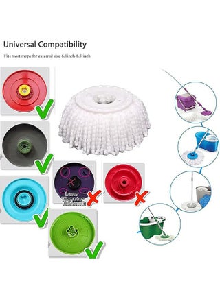 5-Piece Spin Mop Head Replacement Set, Mop Cloth Replacement, Round Mop Head, Wet and Dry Household Cleaning Mop, Round Cleaning Mop Replacement, Cotton Replacement Mop Head Pad (White) - view 4