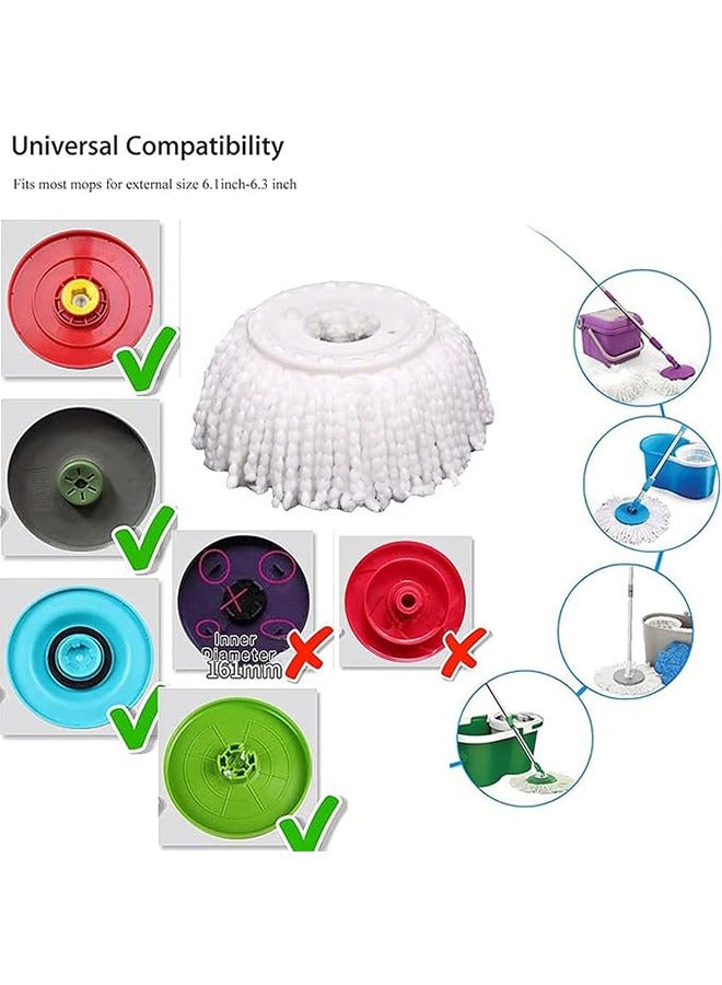 موندا مجموعة استبدال رأس ممسحة دوارة من 5 قطع، استبدال قطعة قماش الممسحة، رأس ممسحة دائري، ممسحة تنظيف منزلية رطبة وجافة، استبدال ممسحة تنظيف دائرية، وسادة رأس ممسحة قطنية بديلة (أبيض) - Image 4