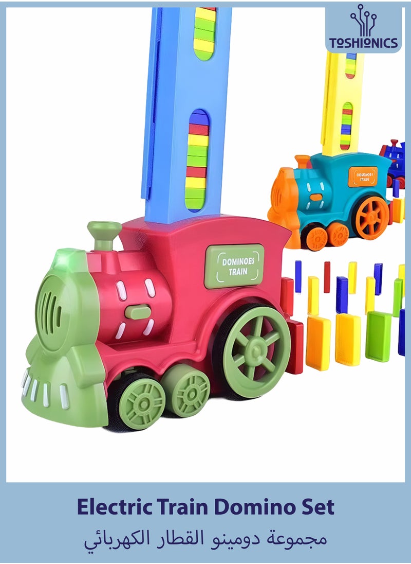 Toshionics Electric Train Domino Set Educational Train Toy Set with 60 Pieces Domino Preschool Educational Toy Gaming Gift for Children 3 years of age Electric Train Domino Set Educational Gaming Set for Children Toy Train Set With Dominoes  - Image 1