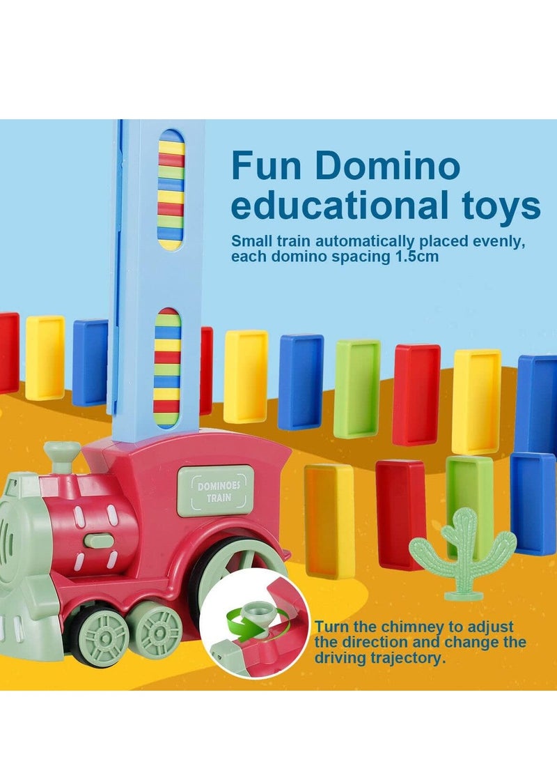 Toshionics Electric Train Domino Set Educational Train Toy Set with 60 Pieces Domino Preschool Educational Toy Gaming Gift for Children 3 years of age Electric Train Domino Set Educational Gaming Set for Children Toy Train Set With Dominoes  - Image 2