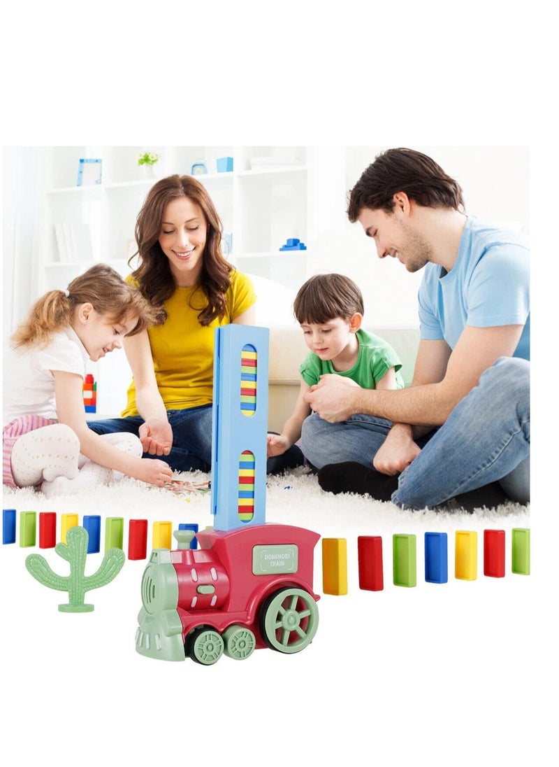 Toshionics Electric Train Domino Set Educational Train Toy Set with 60 Pieces Domino Preschool Educational Toy Gaming Gift for Children 3 years of age Electric Train Domino Set Educational Gaming Set for Children Toy Train Set With Dominoes  - Image 4