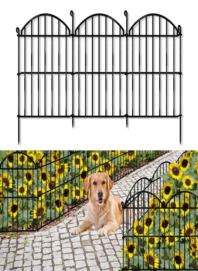 GILPWA Decorative Garden Fence 23 in(H) x 15.94ft(L), 15 Panels Animal Barrier Fence Arched Rustproof Metal Border Ground Stake No Dig Fence for Rabbit Dog, Outdoor Decor for Yard & Patio - Image 1