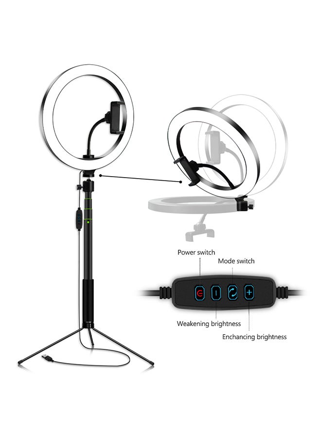 Loquat Dimmable LED Ring Video Light With Selfie Stick Black - Image 4