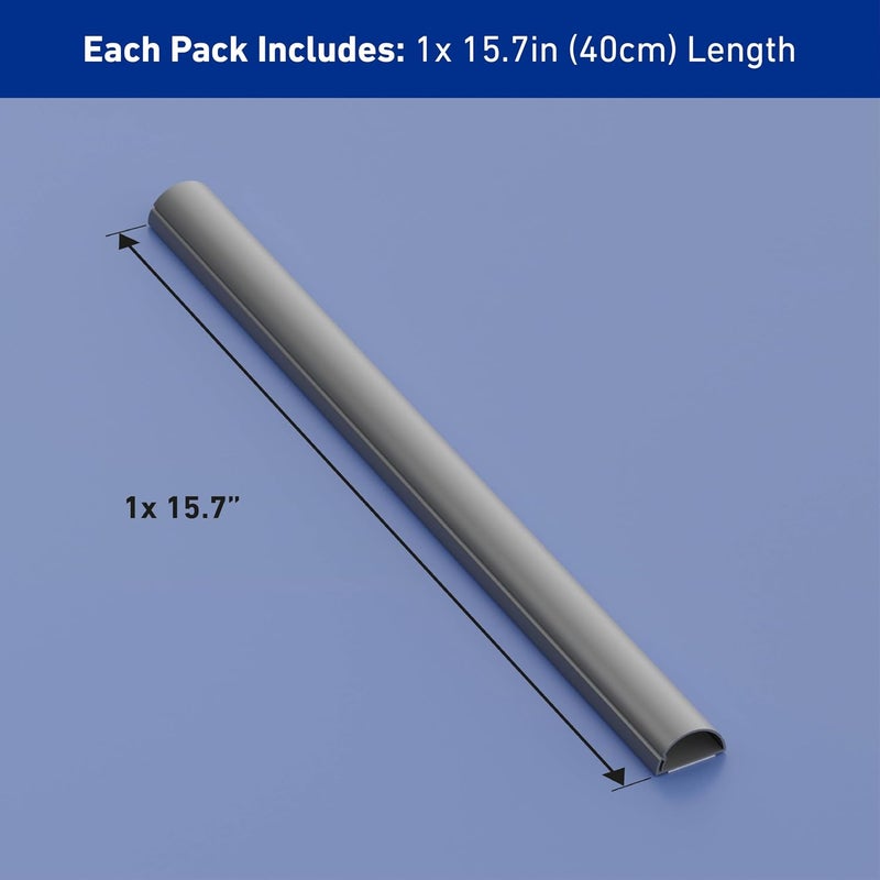 D-Line 15.7in TV Cord Hider, Patented Half Round Cable Cover, Hide Wall Mount TV Wires, Hinged One-Piece Cable Concealer, Adhesive, Decorative Raceway - 1.18in W x 0.59in H x 15.7in L - Gray - Image 4