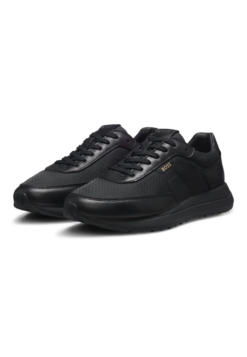 Monogram trainers with leather trims and EVA-rubber sole