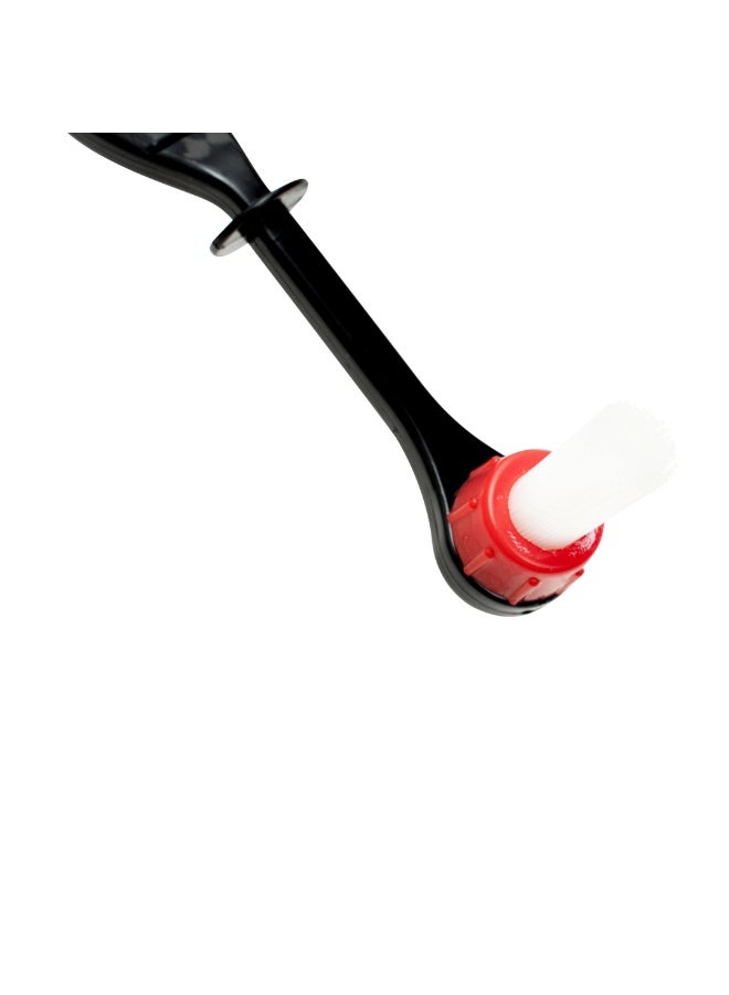 Restaurantware Restpresso 8.75 x 1.25 x 1.25 Inch Espresso Cleaning Tool, 1 Angled Espresso Brush - With Spoon, Detachable Bristles, Black Plastic Coffee Machine Brush, Winged,  - Image 2