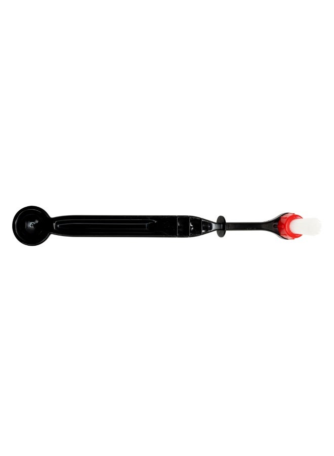 Restaurantware Restpresso 8.75 x 1.25 x 1.25 Inch Espresso Cleaning Tool, 1 Angled Espresso Brush - With Spoon, Detachable Bristles, Black Plastic Coffee Machine Brush, Winged,  - Image 1