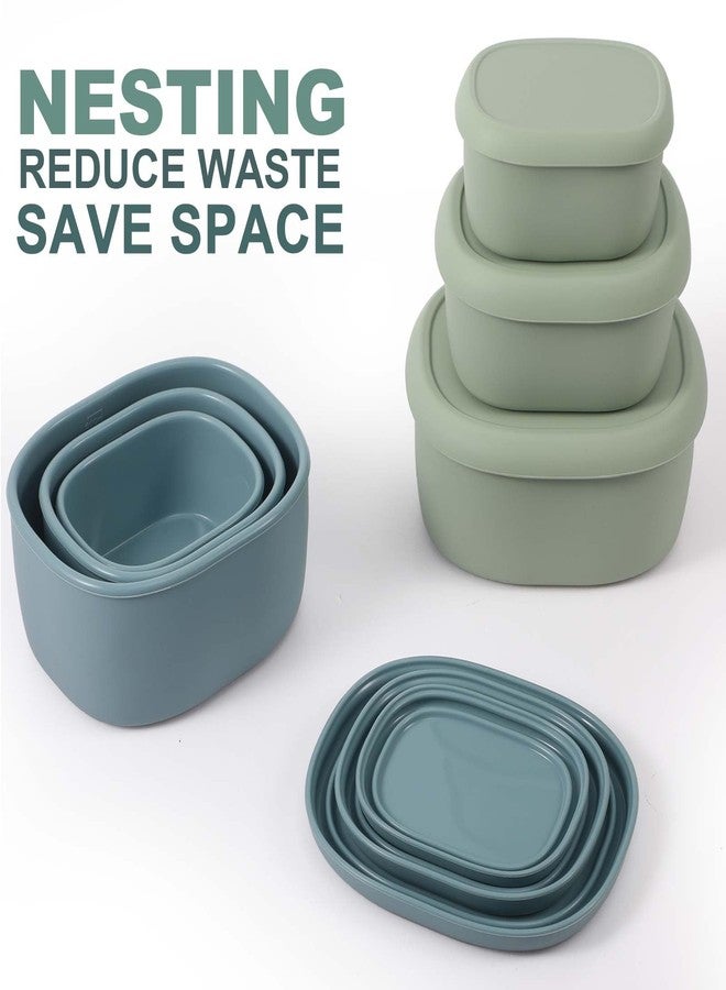 Vesici 9 Pcs Silicone Food Storage Containers Collapsible Reusable Small Containers with Lids Bpa Free for Christmas Party Snack Camping Lunch Bento Box (6.7oz, 10oz, 20oz) Green Blue Yellow - Image 4