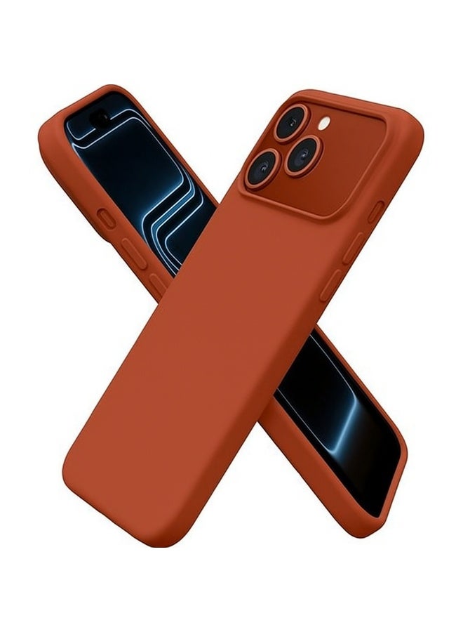 iphone 17 Pro Max Liquid Gel Silicone - Protective Cover with Microfiber Interior, Soft Silky Touch, Anti-Scratch, Thin Shockproof Cover - Reddish Brown Color