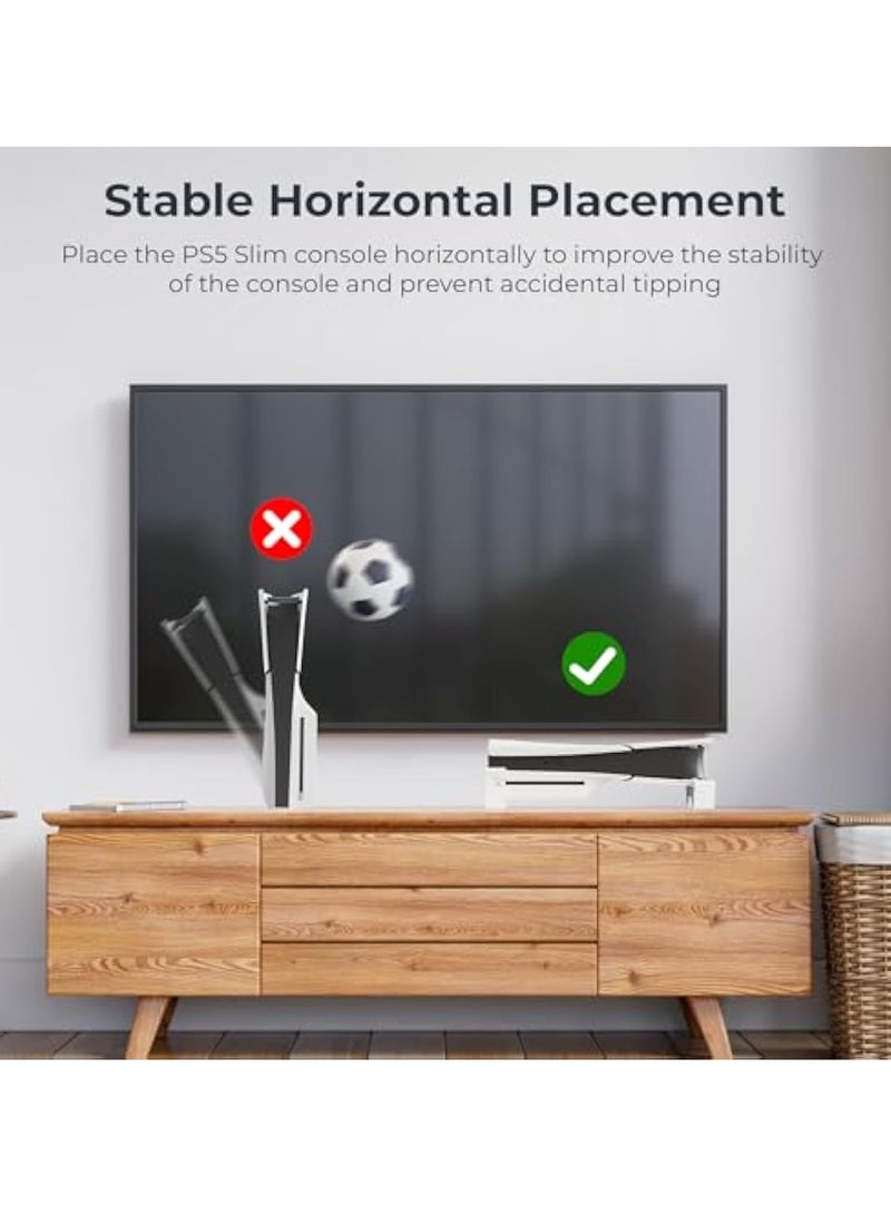 Horizontal Stand, for PS5 Slim Console, ase Stand Horizontal Accessories Compatible with PS5 Slim Disc & Digital Edition, Base Stand for PS5 Accessories, White - Image 2