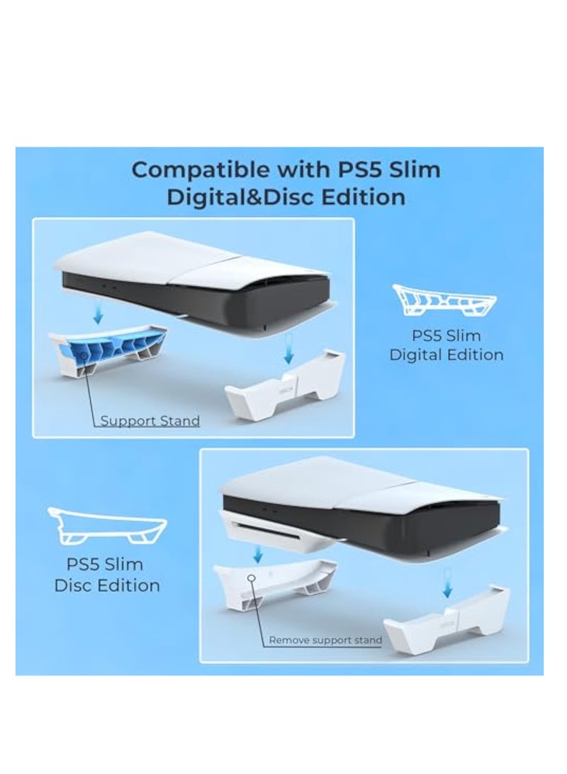 Horizontal Stand, for PS5 Slim Console, ase Stand Horizontal Accessories Compatible with PS5 Slim Disc & Digital Edition, Base Stand for PS5 Accessories, White - Image 4