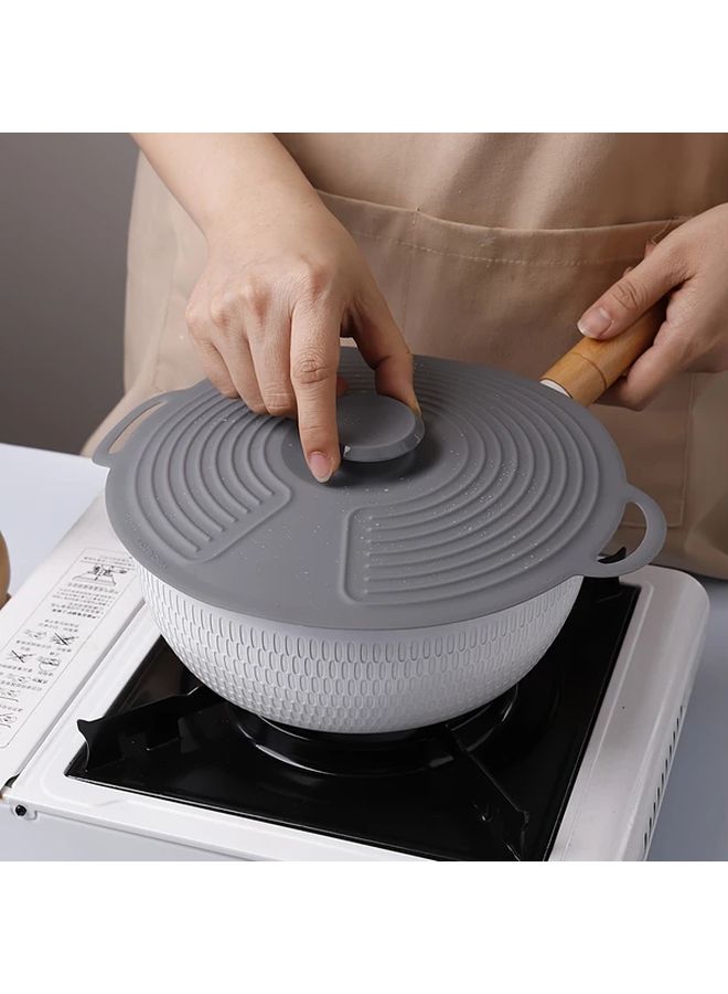 Gray Silicone Suction Lid Set Heat Resistant Microwave Stovetop Safe Dishwasher Safe - Image 2