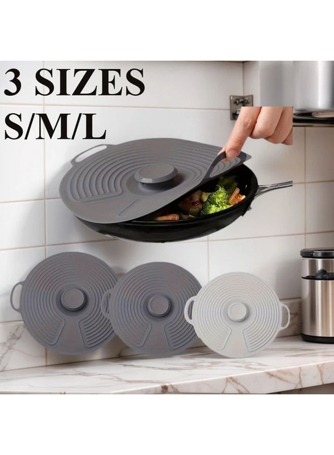 Gray Silicone Suction Lid Set Heat Resistant Microwave Stovetop Safe Dishwasher Safe - Image 1