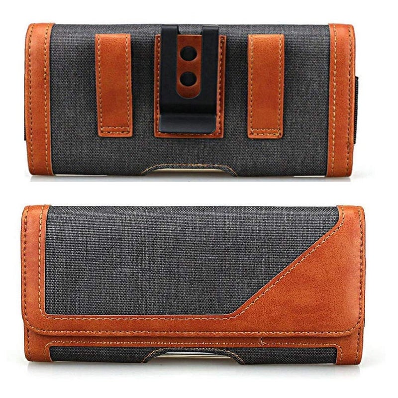 Realtech Universal Smart Mobile Phone Case Holster Pouch Belt Clip Cases Waist Bag Pack Compatible with Mobile 6.8 inch Phone Holder - Brown - Image 2