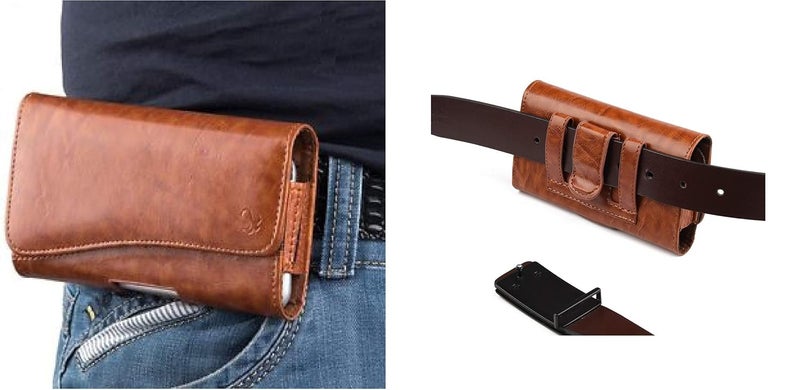 Realtech Universal Smart Mobile Phone Case Holster Pouch Belt Clip Cases Waist Bag Pack Compatible with Mobile 6.8 inch Phone Holder - Brown - Image 4
