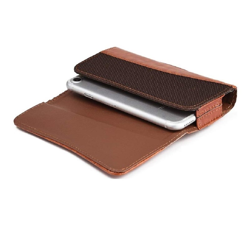 Realtech Universal Smart Mobile Phone Case Holster Pouch Belt Clip Cases Waist Bag Pack Compatible with Mobile 6.8 inch Phone Holder - Brown - Image 5