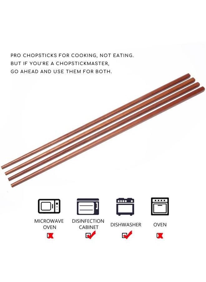 Donxote Wooden Noodles Kitchen Cooking Frying Chopsticks 16.5 Inches Brown Extra Long Set of 2 Pairs - Image 2
