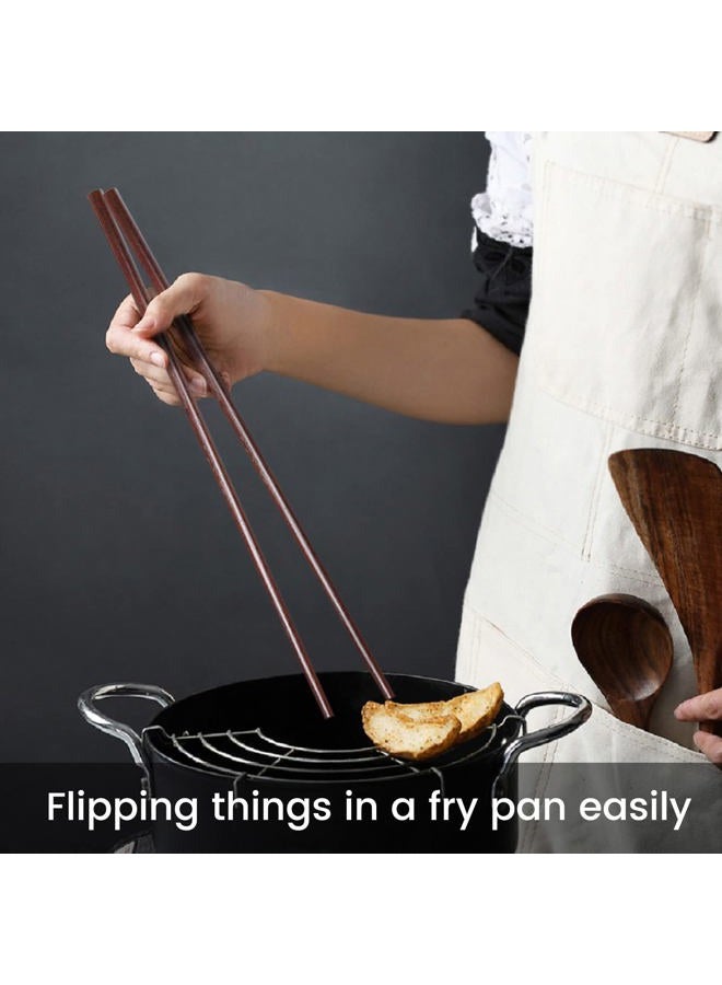 Donxote Wooden Noodles Kitchen Cooking Frying Chopsticks 16.5 Inches Brown Extra Long Set of 2 Pairs - Image 4