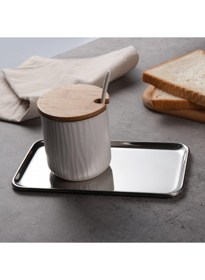 IMEEA Small Vanity Tray Rectangle Satinless Steel Little Jewelry Tray Bathroom Tray Storage Organizer Makeup Cosmetic Organizer Trays, 8 x 4.6 inch - Image 4