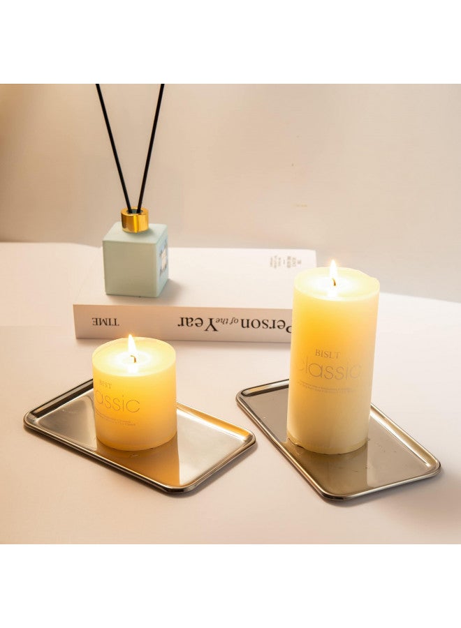 IMEEA Small Vanity Tray Rectangle Satinless Steel Little Jewelry Tray Bathroom Tray Storage Organizer Makeup Cosmetic Organizer Trays, 8 x 4.6 inch - Image 2