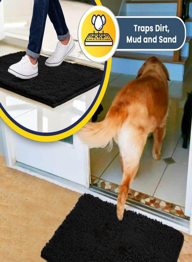 Muddy Mat® 4-Piece Black Medium 30"X19" AS-SEEN-ON-TV Highly Absorbent Microfiber Door Mat, Bath Mat and Pet Rug, Non Slip Thick Washable, Soft Chenille for Kitchen Bathroom Bedroom Indoor and Outdoor - Image 3