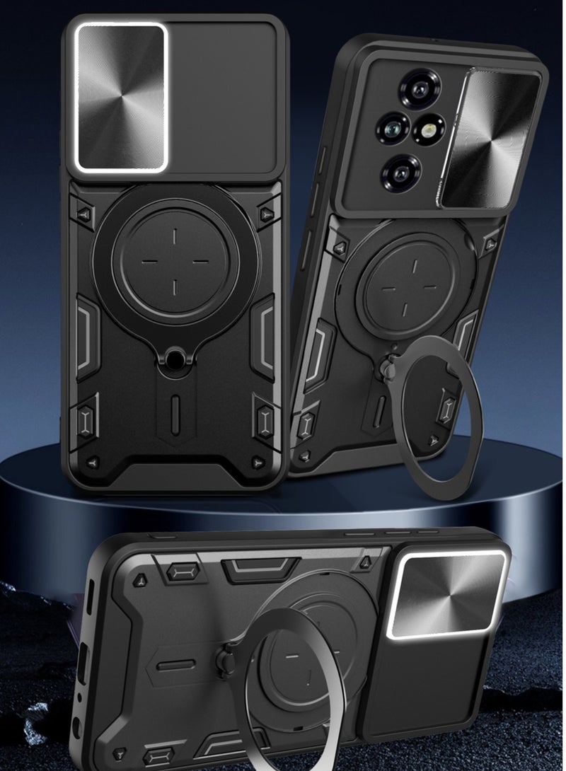 عام غطاء لـ Honor 200 PRO 5G، [درع متين] غطاء مقاوم للصدمات مع حلقة مغناطيسية معدنية وحماية منزلقة للكاميرا، غطاء سيليكون مقاوم للسقوط. - Image 2