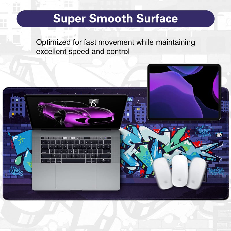 Canjoy Extended Mouse Pad 31.5x15.7inch, Gaming Mouse Pad, XXL Large Big Computer Keyboard Mouse Mat Desk Pad with Non-Slip Rubber Base and Stitched EDG - Image 2