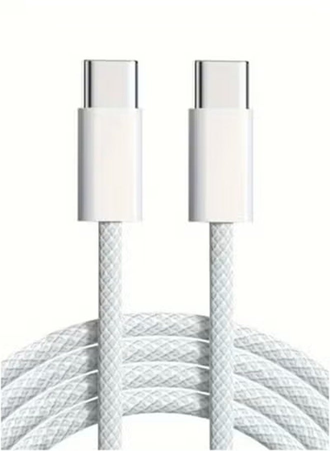 Type C to Type C Fabric Cable for iPhone 16/16 Plus/16 Pro/16 Pro Max/15 Pro Max, Galaxy, Huawei, Xiaomi, Honor, Oppo, and some tablets and laptops - Image 1