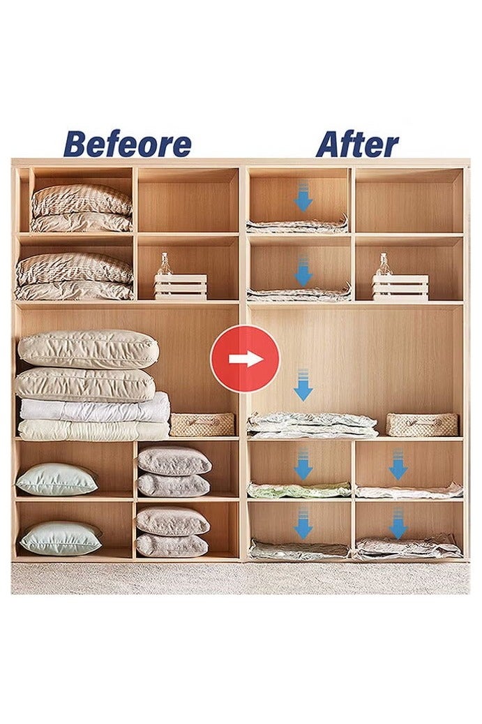 Vacuum Storage Bags 6 Pack with Hand Pump – Reusable Space Saver Compression Bags for Clothes, Bedding, Packing, Travel & Home Storage (2 Small, 2 Large, 2 Extra Large) - Image 3