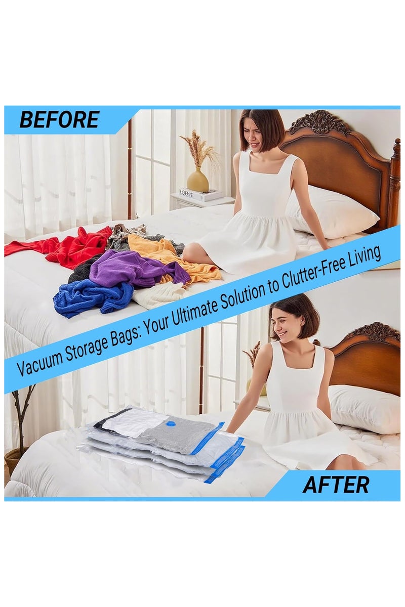 Vacuum Storage Bags 6 Pack with Hand Pump – Reusable Space Saver Compression Bags for Clothes, Bedding, Packing, Travel & Home Storage (2 Small, 2 Large, 2 Extra Large) - Image 5