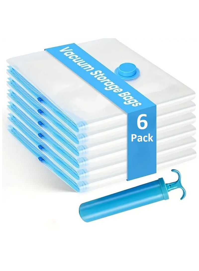 Vacuum Storage Bags 6 Pack with Hand Pump – Reusable Space Saver Compression Bags for Clothes, Bedding, Packing, Travel & Home Storage (2 Small, 2 Large, 2 Extra Large) - Image 1
