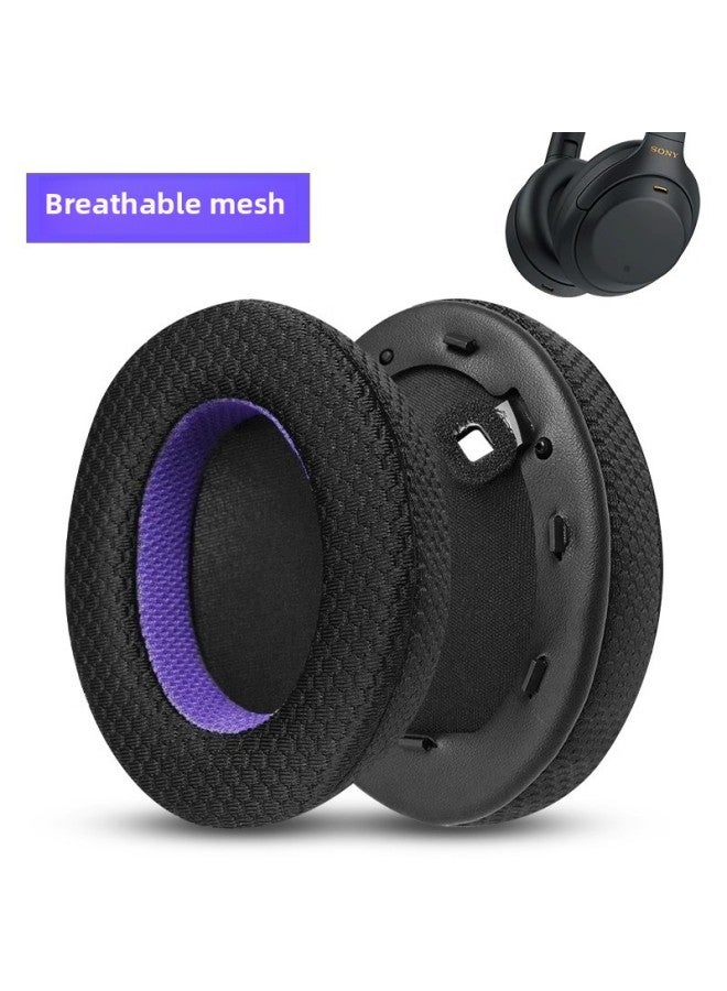 For Sony For Sony Wh1000xm5 Earmuffs 1000XM4 1000XM3 1000XM2 Headphone Cover Sponge Cover-Color:1000xm4-1 Black And Purple Mesh Earmuffs  - Image 1