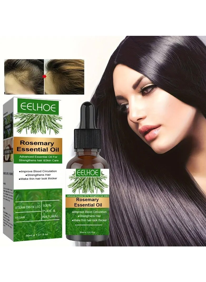 EELHOE - Eelhoe Rosemary Hair Growth Essential Oil Anti Hair Loss Fast Regrowth Essence Aromatherapy Repair Damaged Frizzy Thinning Scalp Hair-restorer Dense Hair Growth Serum（30ml) - Image 1