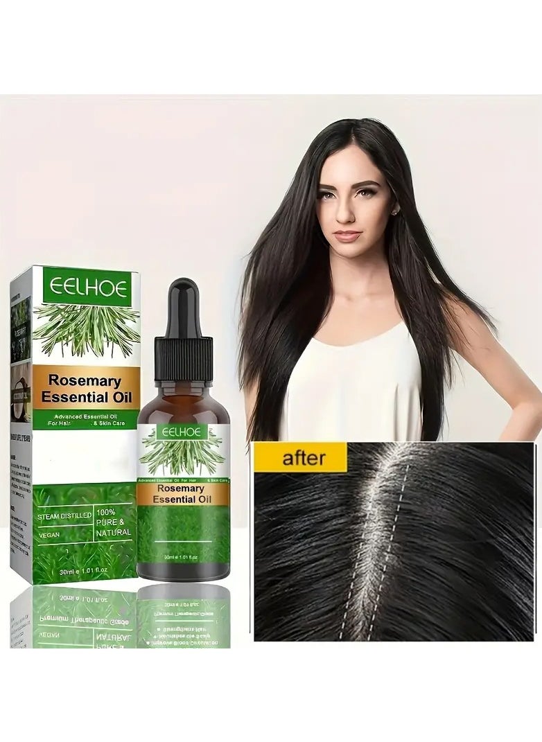 EELHOE - Eelhoe Rosemary Hair Growth Essential Oil Anti Hair Loss Fast Regrowth Essence Aromatherapy Repair Damaged Frizzy Thinning Scalp Hair-restorer Dense Hair Growth Serum（30ml) - Image 1