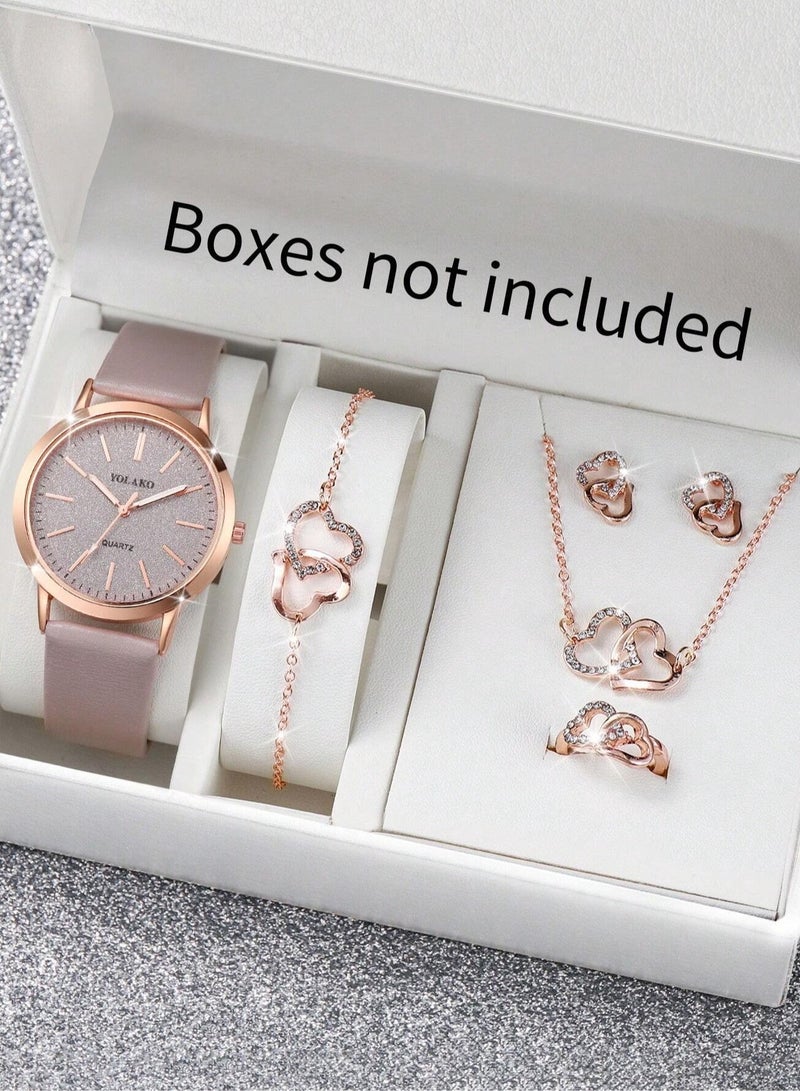 YOLAKO Eid gifts – A complete women's accessory set consisting of 5 pieces: a watch, necklace, ring, bracelet, and earrings. Perfect for Eid gifts, birthdays, and graduation celebrations. - Image 1