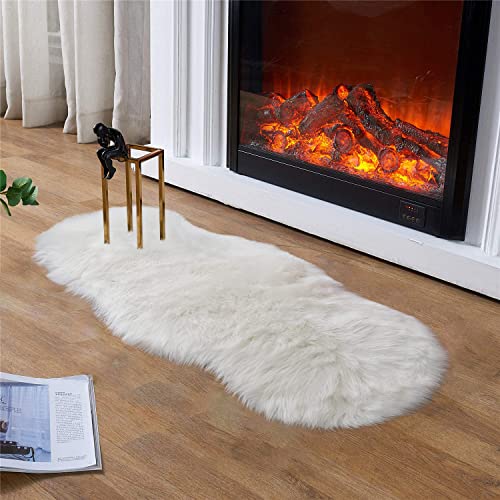 Latepis Faux Sheepskin 2x4 Shag Throw Rugs White Fur Sheep Skin Rug Carpet Alfombras para Habitacion Furry Rug for Bedroom Cushion Home Décor, Sheepskin - Image 4