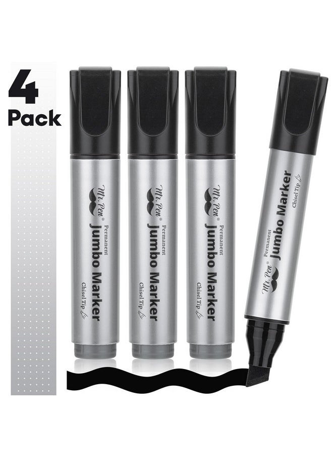 Mr. Pen - - Jumbo Permanent Markers, 4 Pack, Chisel Tip, Black Markers Permanent, Permanent Markers Black Markers, Thick Permanent Marker, Thick Markers, Jumbo Markers, Large Markers, Wide Tip Markers - Image 1