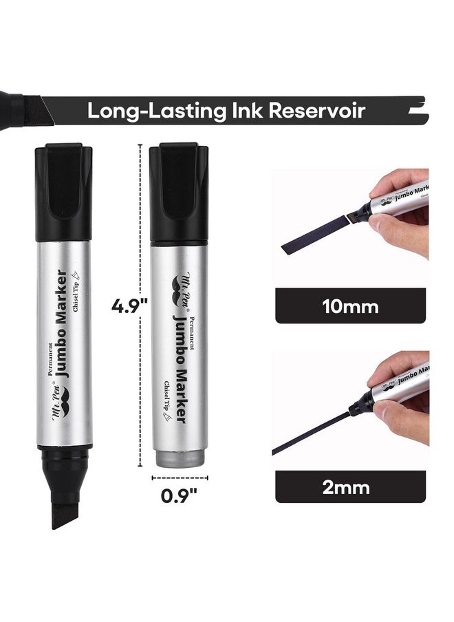 Mr. Pen - - Jumbo Permanent Markers, 4 Pack, Chisel Tip, Black Markers Permanent, Permanent Markers Black Markers, Thick Permanent Marker, Thick Markers, Jumbo Markers, Large Markers, Wide Tip Markers - Image 1